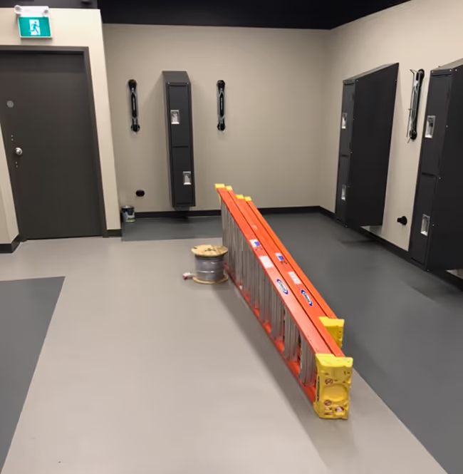 Completed bike room at Scotia Place in Edmonton